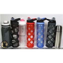 FLAT OF EDDIE BAUER GYM-SCHOOL BOTTLES AND THERMOS