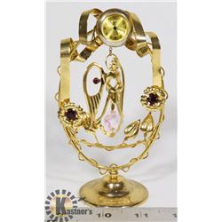 CELESTIAL TEMPTATIONS 24K GOLD PLATED ANGEL CLOCK.