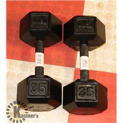 2X 35LB DUMBBELLS.