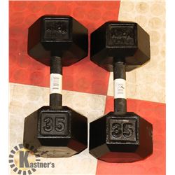 2X 35LB DUMBBELLS.