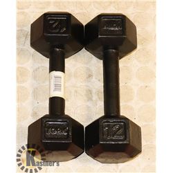 2X 12LB DUMBBELLS