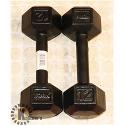 2X 12LB DUMBBELLS