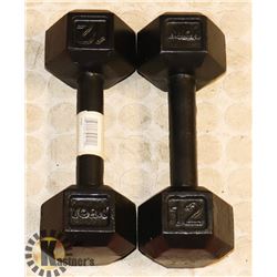 2X 12LB DUMBBELLS