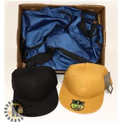 EDDIE BAUER CARRYING BAG WITH 2 NEW SIZE 8 MENS HATS FROM KB ETHOS.