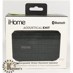 IHOME ACOUSTICAL KNIT RECHARGEABLE WATER RESISTANT BLUETOOTH SPEAKER.