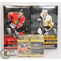 LOT OF UPPER DECK YOUNG GUNS 2018/19/20 SEALED BOOSTER BOXES.