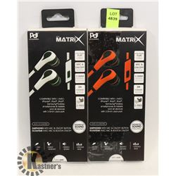 LOT OF 2 MATRIX EARPHONES WITH MIC & ON/OFF BUTTON