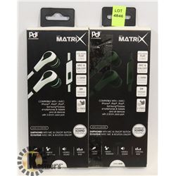 LOT OF 2 MATRIX EARPHONES WITH MIC & ON/OFF BUTTON