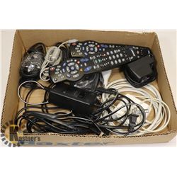 LOT OF ASSORTED REMOTES AND CORDS