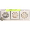 Image 1 : 1958/64/66 LOT OF 3 SILVER CANADIAN $1 DOLLAR COINS.