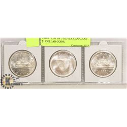 1966/67 LOT OF 3 SILVER CANADIAN $1 DOLLAR COINS.
