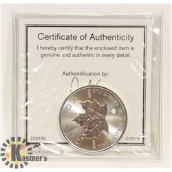 2016 CANADIAN 1 OUNCE .999 FINE SILVER $5 COIN.