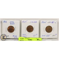 LOT OF PENNIES INCL 1983 NEAR BEADS, 1925 KING GEORGE V, 1965 LARGE BEADS.