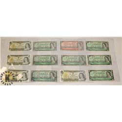 1954-1973 LOT OF 9 VARIOUS CANADIAN BANK NOTES COLLECTION.