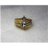 Image 1 : 5)  GOLD TONE OVER STAINLESS STEEL AND CZ RING,  SIZE8.