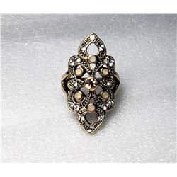 9)  GOLD TONE WITH CLEAR RHINESTONES