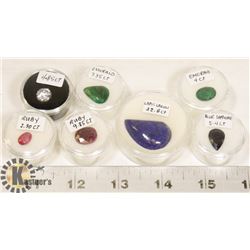 73 CARATS OF GENUINE EMERALD, RUBY, SAPPHIRE, LAPIS LAZULI GEMSTONES.