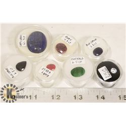 98 CARATS OF GENUINE EMERALD, RUBY, SAPPHIRE, LAPIS LAZULI GEMSTONES.