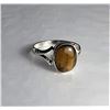 Image 1 : 3)  SILVER TONE OVAL TIGER'S EYE