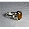 Image 2 : 3)  SILVER TONE OVAL TIGER'S EYE