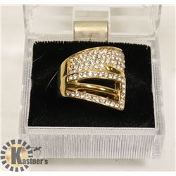 GOLD TONED LADIES CZ RING SZ 7