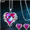 Image 1 : NEW ANGEL WING AND HEART PINK NECKLACE AND EARRING