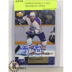 AUTOGRAPHED HOCKEY CARD MARTY MCSORLEY UPPER