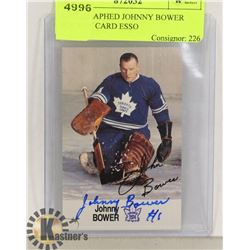 AUTOGRAPHED JOHNNY BOWER HOCKEY CARD ESSO