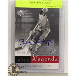 AUTOGRAPHED TED LINDSAY HOCKEY CARD UPPER DECK