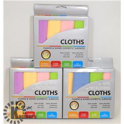 THREE 4 PACKS OF MICROFIBER CLOTHS