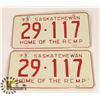 Image 1 : LOT OF TWO 1973 SASKATCHEWAN LICENSE PLATES.