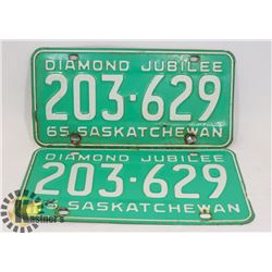 LOT OF TWO 1965 SASKATCHEWAN LICENSE PLATES.