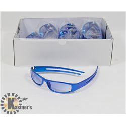BOX OF VIBRANT METALLIC BLUE DESIGNER SUNGLASSES