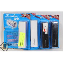 LOT OF 4 FASHION STAPLERS.