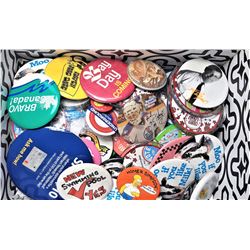 2)  LOT OF DOZENS OF PIN BACK BUTTONS