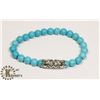 Image 1 : #72-BLUE TURQUOISE BEAD BRACELET  8mm/7.5"