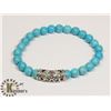 Image 1 : #73-BLUE TURQUOISE BEAD BRACELET  8mm/7.5"