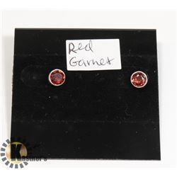 #52-RED GARNET STUD EARRINGS