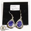 Image 1 : #56-BLUE SAPPHIRE DANGLING EARRINGS