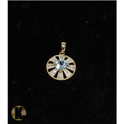 #41-SKY BLUE TOPAZ & CZ PENDANT