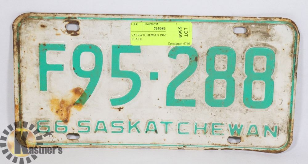SASKATCHEWAN 1966 LICENSE PLATE Kastner Auctions