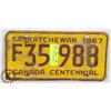 Image 1 : SASKATCHEWAN 1967 LICENSE PLATE