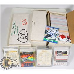 BOX OF FOOTBALL & HOCKEY CARDS.