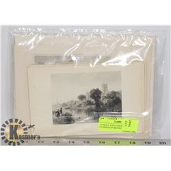 19 SMALL STEEL ENGRAVINGS & 3 ETCHINGS OF BRITISH SCENES & PLACES, PUBLISHED 1840 TO 1870.