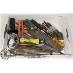 25 ASSORTED FILES, DRILL BITS AND TOOLS.