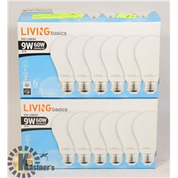LOT OF 12 NEW LED LIGHT BULBS - 3000K