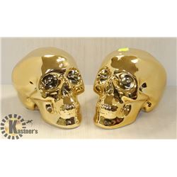 LOT OF TWO NEW! SKULL SHAPED COIN BANKS