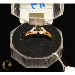 #64-BLUE SAPPHIRE & CZ RING SIZE 7