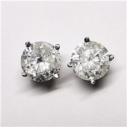 95) 14K WHITE GOLD SINGLE STONE DIAMOND EARRINGS,