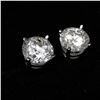 Image 3 : 95) 14K WHITE GOLD SINGLE STONE DIAMOND EARRINGS,